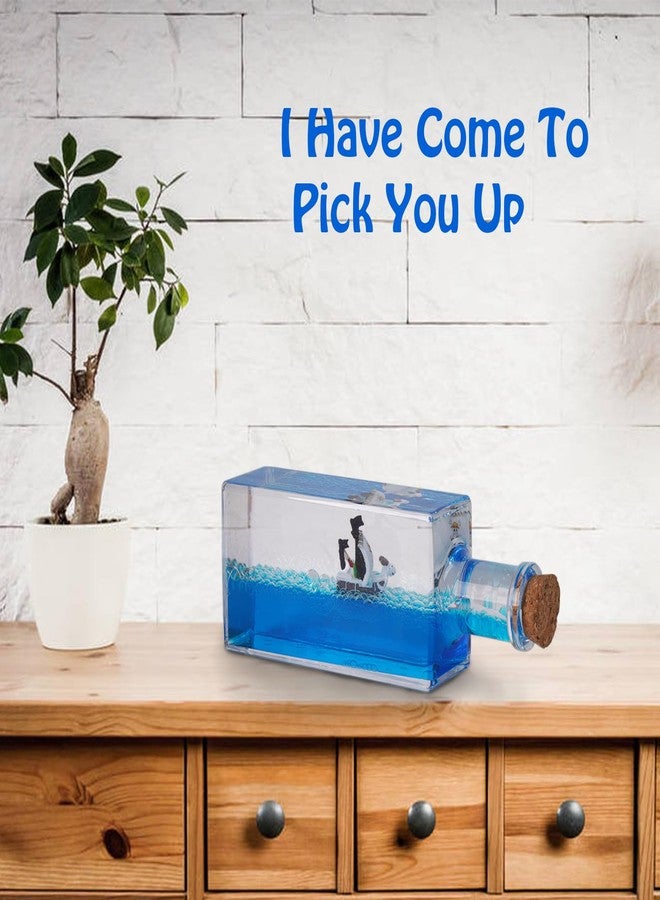 Honsheng Unsinkable Boat One Going Pirate Ship Piece Model Merry Toys in a Bottle Box Acrylic Fluid Drift Bottle Cruise Ship Paperweight Desk for Car Decoration Boys Girls Gifts (Large) - Image 4